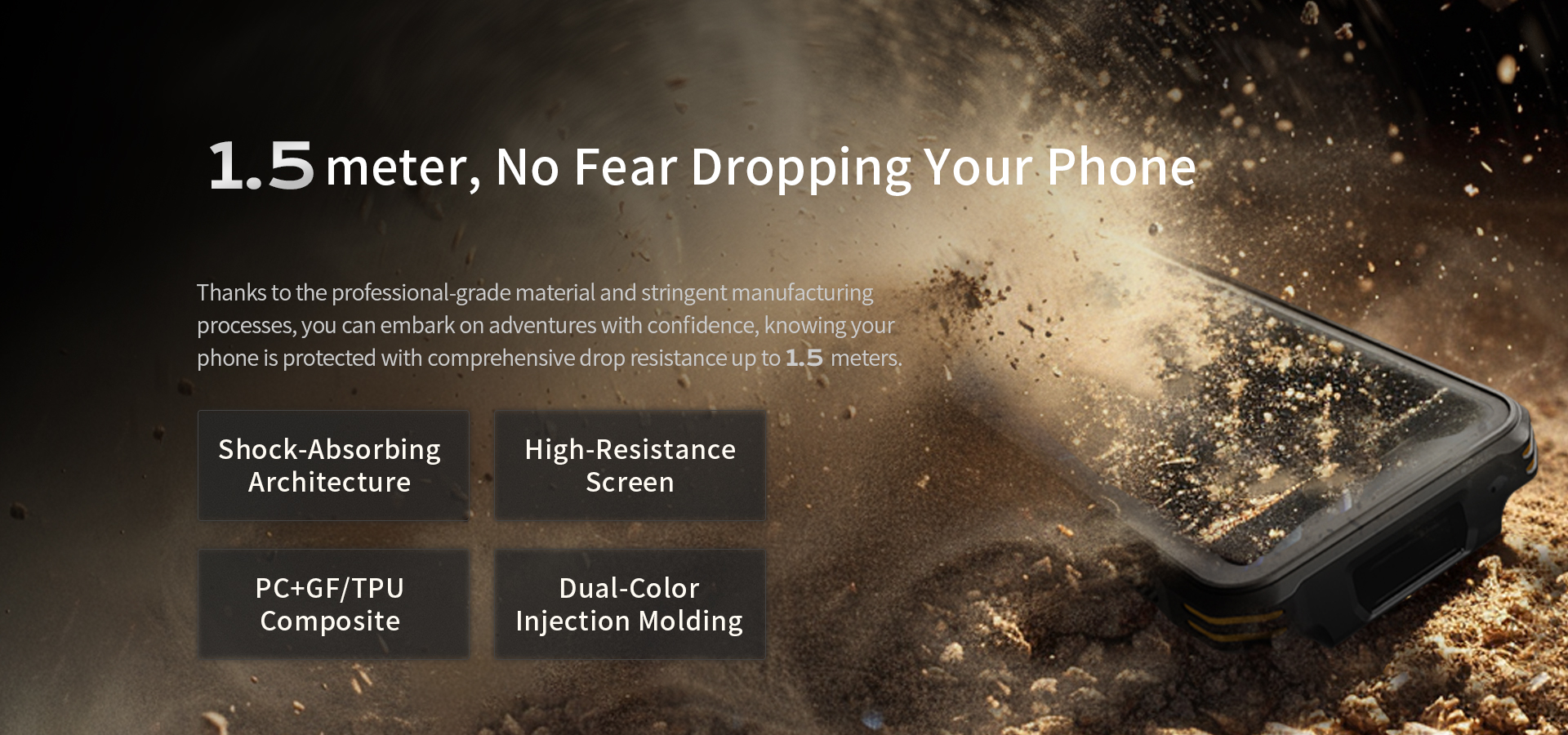 IP68 Rugged 6.5inch Black Android Mobile Phone with 14 GMS NFC Triple Camera Fast Charging