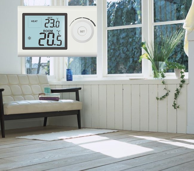 Gas Boiler Heating Wired Room Thermostat Easy Operation White Color