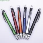 promo logo brand giveaway plastic pen, metallic color ballpoint pen,high grade