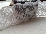 Butterfly Floral White Nylon Mesh Lace Ribbon , Scalloped Lace Trim By The Yar