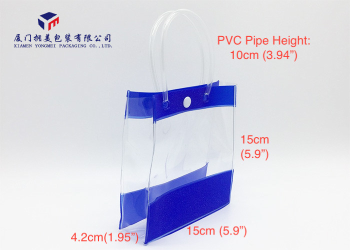 PVC Pipe Carried Handle Plastic Gift Bags Soft PVC Bags With Button Height 15cm