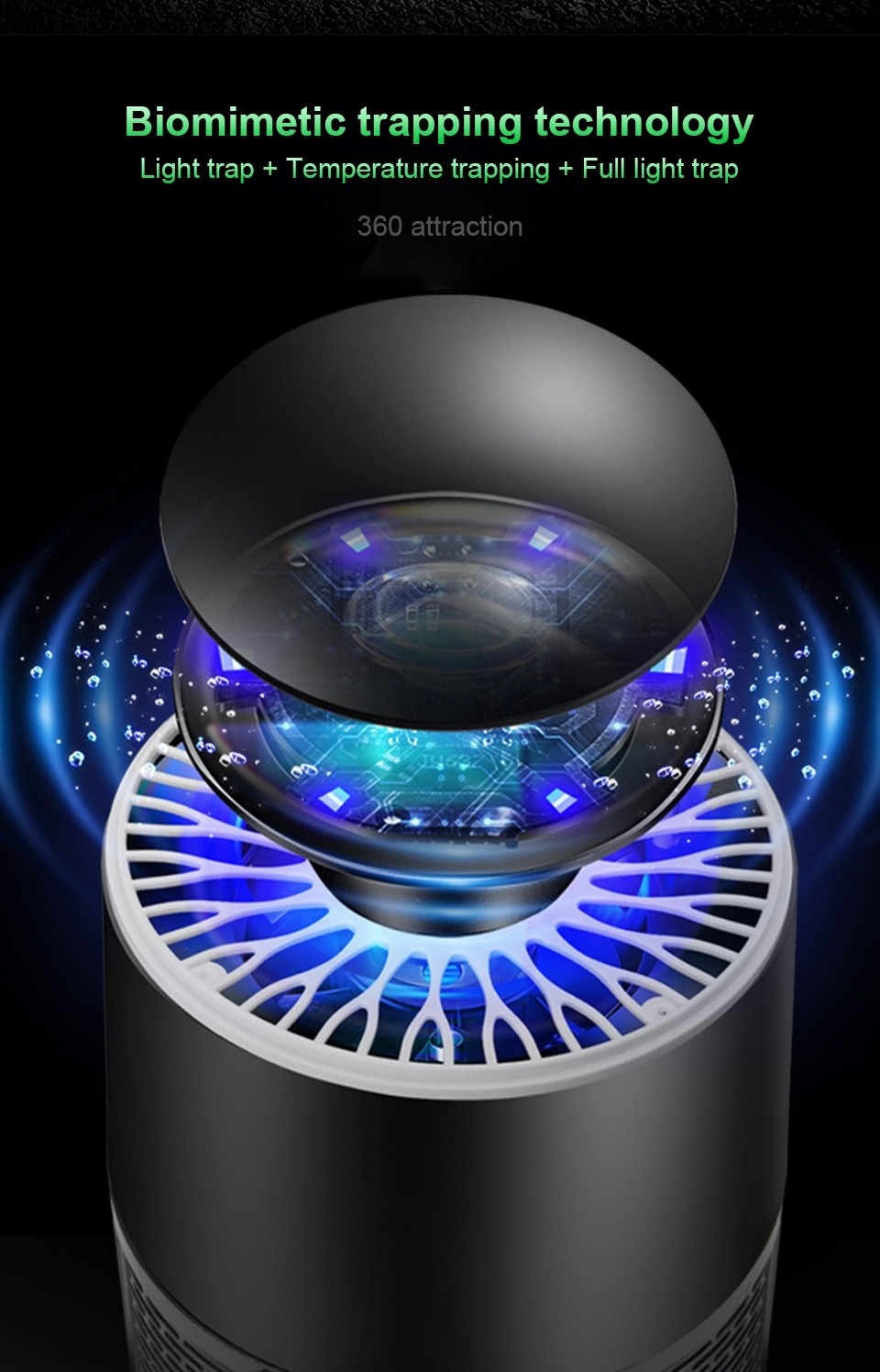 hot sales design USB professional pest control mosquito killer lamp plastic electric fly killer with wave light