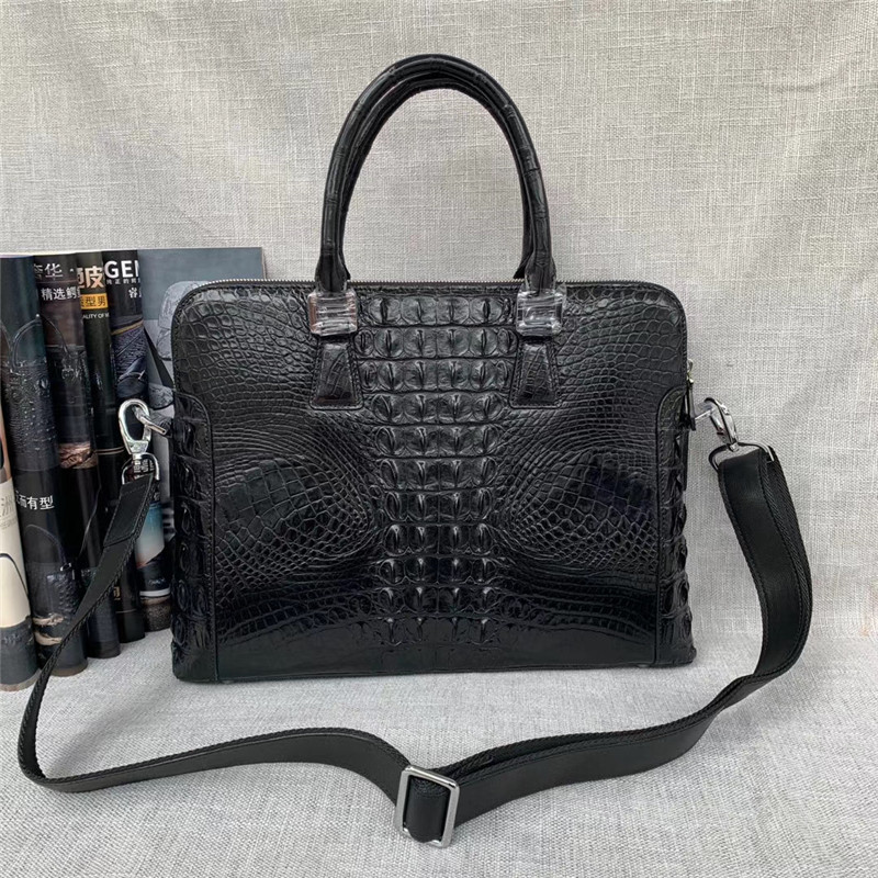 Authentic Crocodile Skin Businessmen Briefcase Laptop Handbag Genuine Exotic Alligator Leather Male Large Shoulder Bag