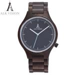 ALK Vision Mens Wood Watch Black Women Watches Couples Clock Real Wooden Watches