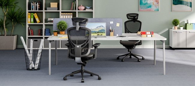 IVINO Grey Chair Headrest Adjustable Ergonomic Online Office Chairs