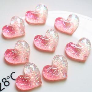 Wholesale Colorful Pink Flatback Mini Glitter Resin Heart for Craft Kids Gift from china suppliers