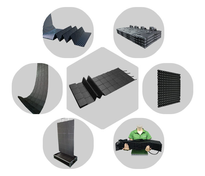 Floor Mounted Rental LED Display P6 Flexible LED Video Screen 25 Pcs 32×32 Pixels