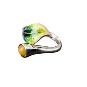 Wholesale 925 Silver Manually Colored Enamel Yellow Amber Jewelry (R6050602) from china suppliers
