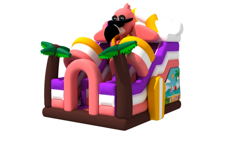 5.8x6x6m Commercial Inflatable Water Slides Flamingo Beach Coconut Tree Theme
