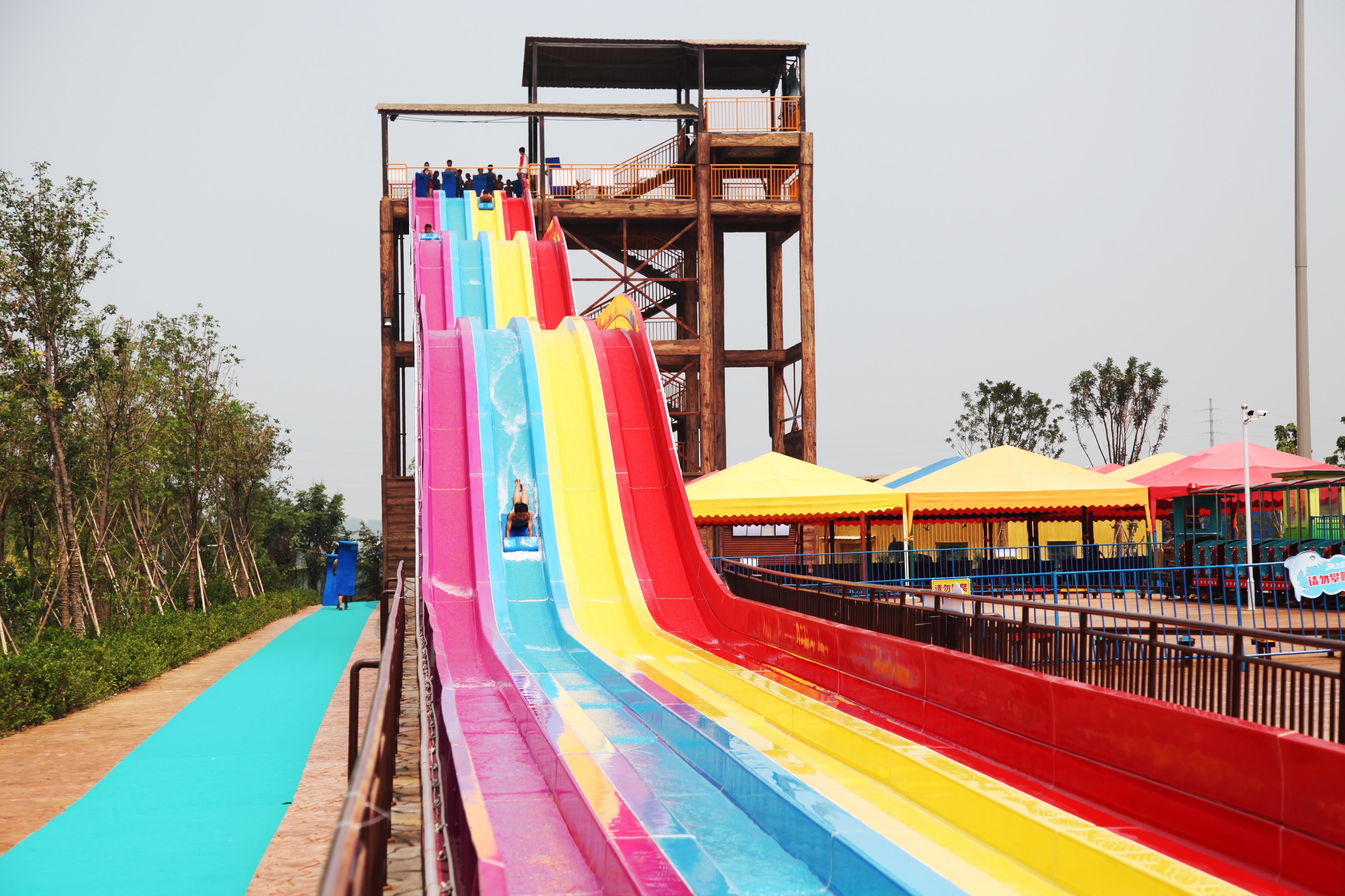 Rainbow FRP Custom Water Slides Commercial Outdoor Water Slides Red / Yellow / Green