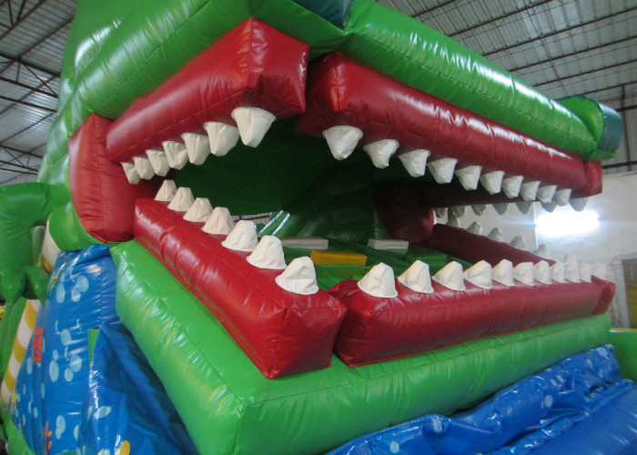 Crocodile cartoon themed inflatable water slide with big water pool big inflatable crocodile water pool slide