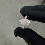 18k Cultured White Diamond Women's Ring 1.53ct E VS1 Pear Shape Full Diamond