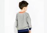Colourful Rib Teen Kids Boys Clothes Round Neck Gray Sweater For Autumn