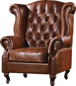 Wholesale Durable High Back Leather Armchair Vintage Top Grain Brown Living Room Furniture from china suppliers