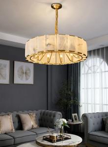 Wholesale Modern Luxury Chandelier Home Living Room Bedroom Natural Marble Black Gold Dual Color Copper Frame Alabaster Pendent from china suppliers