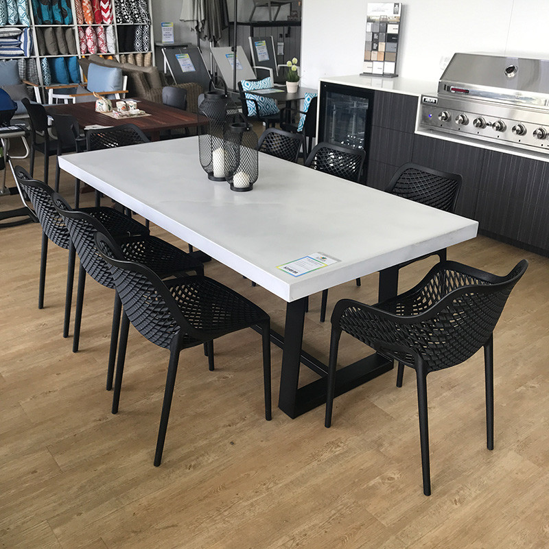High durable grc cement concrete table with steel wood leg concrete table sets furniture