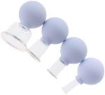 Pink 4 Pcs Body Face Massage Silicone Cupping And Guasha Board Set Glass Facial