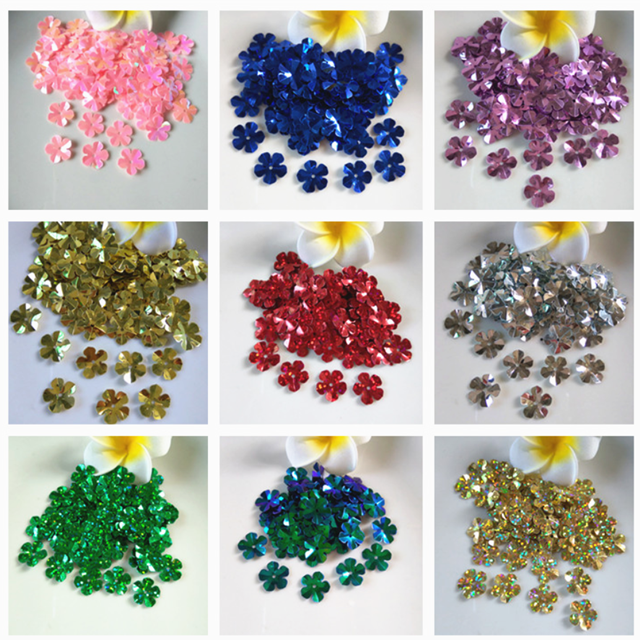 Flower Style Aurora Color Plum Sequins Loose 8mm Transparent 12mm PET Accessories for Sewing Shoes 365 Colors Included