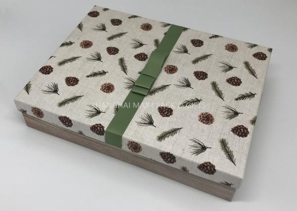 Little - Giant Big Christmas Gift Boxes For Kids Wood Pattern Decoration Ribbon