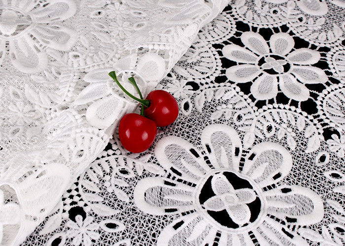 Venice Guipure Cotton Lace Fabric Embroidered Flower Water Soluble Azo Free Dyed