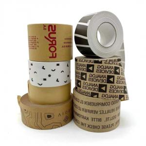 China Water Activated Gummed Packing Kraft Paper Tape With Brand Custom Printed Logo on sale
