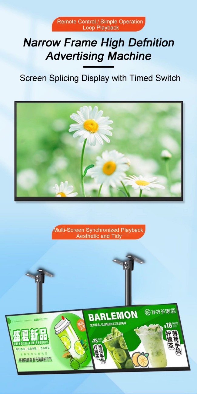 55 Inch Indoor Wall Mounted Window Video Advertising Display Board Digital Advertising Screen