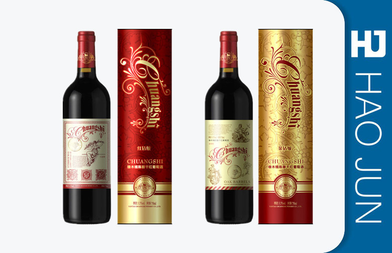 Vintage Cardboard Wine Tubes , Cylinder / Round Single Bottle Wine Box