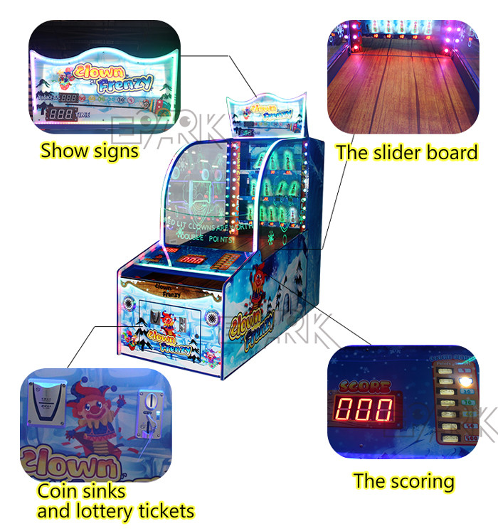 Carnival Game Redemption Arcade Machine Clown Frenzy Throw Ball Hit Down