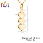 Women Engraved Plating SS304 Heart Shaped Pendant Necklace With 45cm Chain