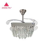 Contemporary 110v 110W Retractable Blade Ceiling Fan Chandelier Santi Nickle