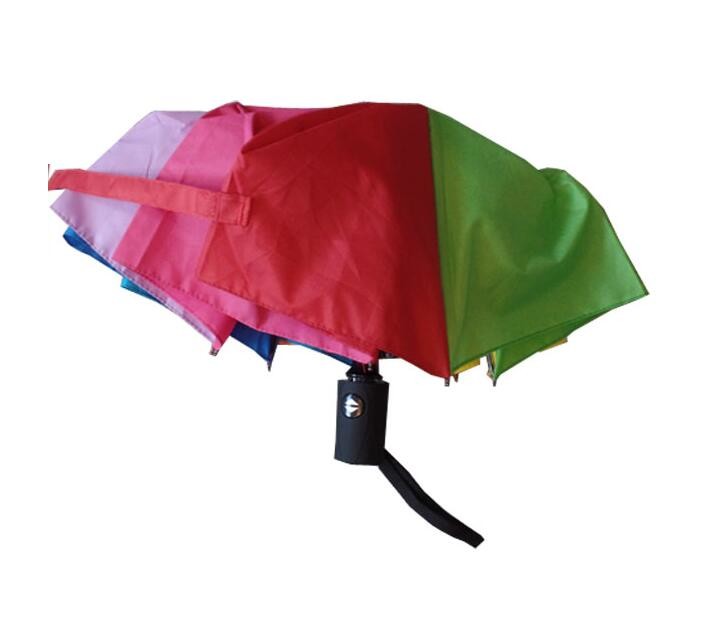 Foldable Rainbow Pongee Auto Open And Close Umbrella 21"x8k