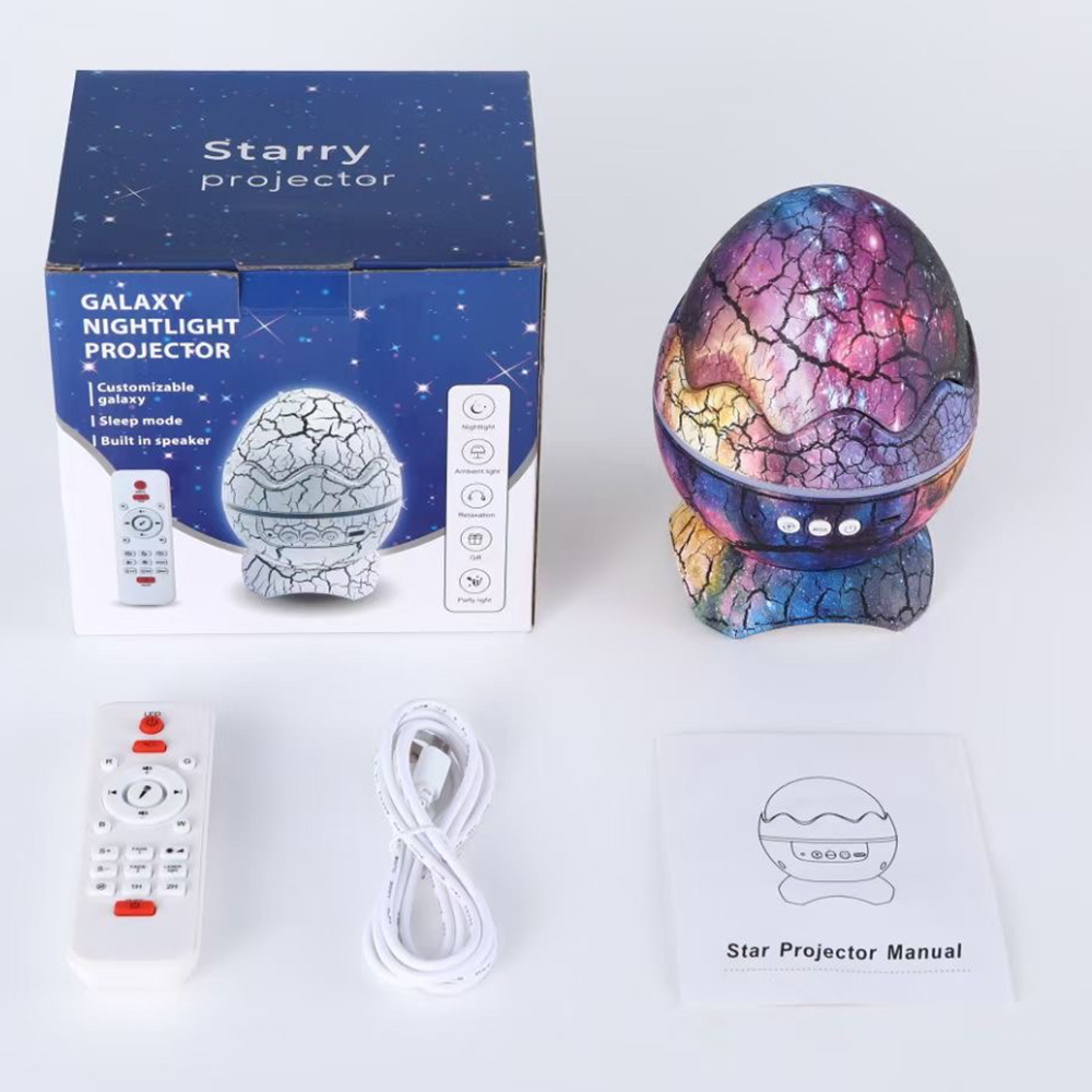 Star Projector Dinosaur Egg Galaxy Projector for Bedroom Remote Control White Noise Speaker 14 Colors LED Night Light Fo