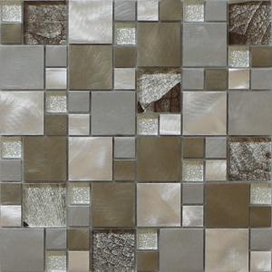 Wholesale Chinese mosaic tile crystal glass mix metal mosaic puzzle pattern from china suppliers