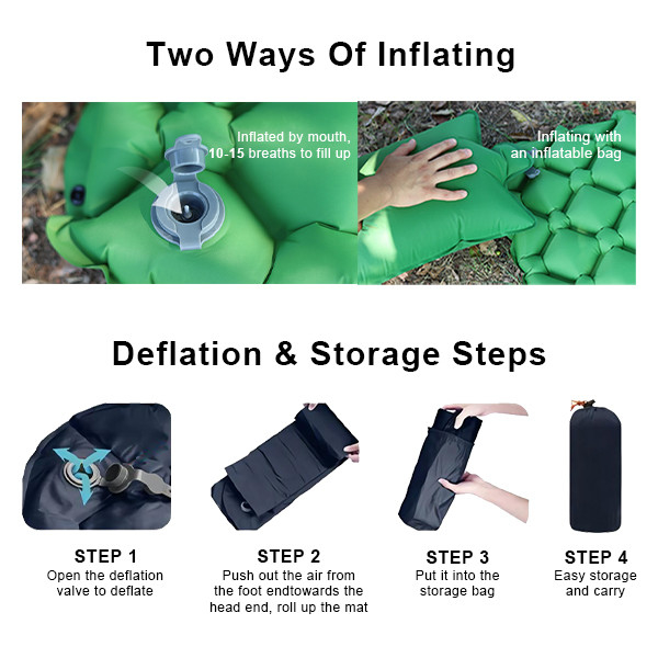 Innovative Inflatable Camping Mat Built-In Pillow Comfort Sleeping Pad Camping
