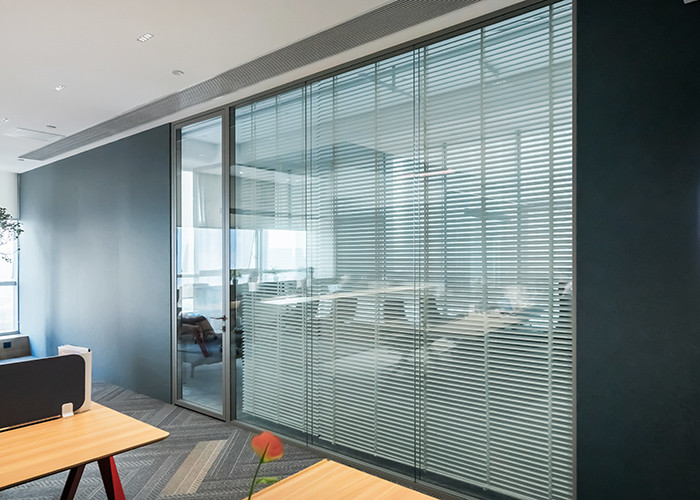 Power driven Blinds In Official Partition Wall Smart Integrated Blinds Dynamic Privacy Control