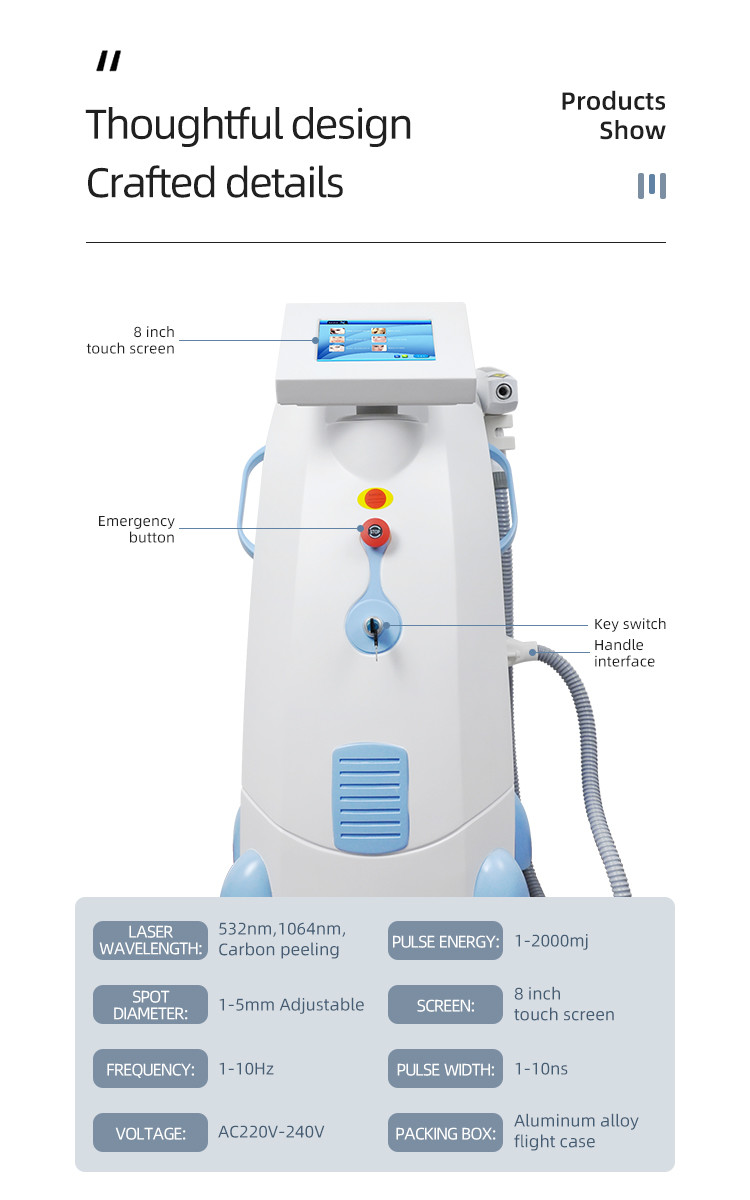 532nm Tattoo Nd Yag Carbon Laser Peel Machine For Salon 500W