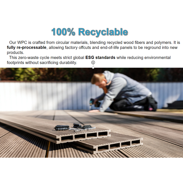 145*21mm Barefoot Friendly WPC Decking Panel Moisture Resistant