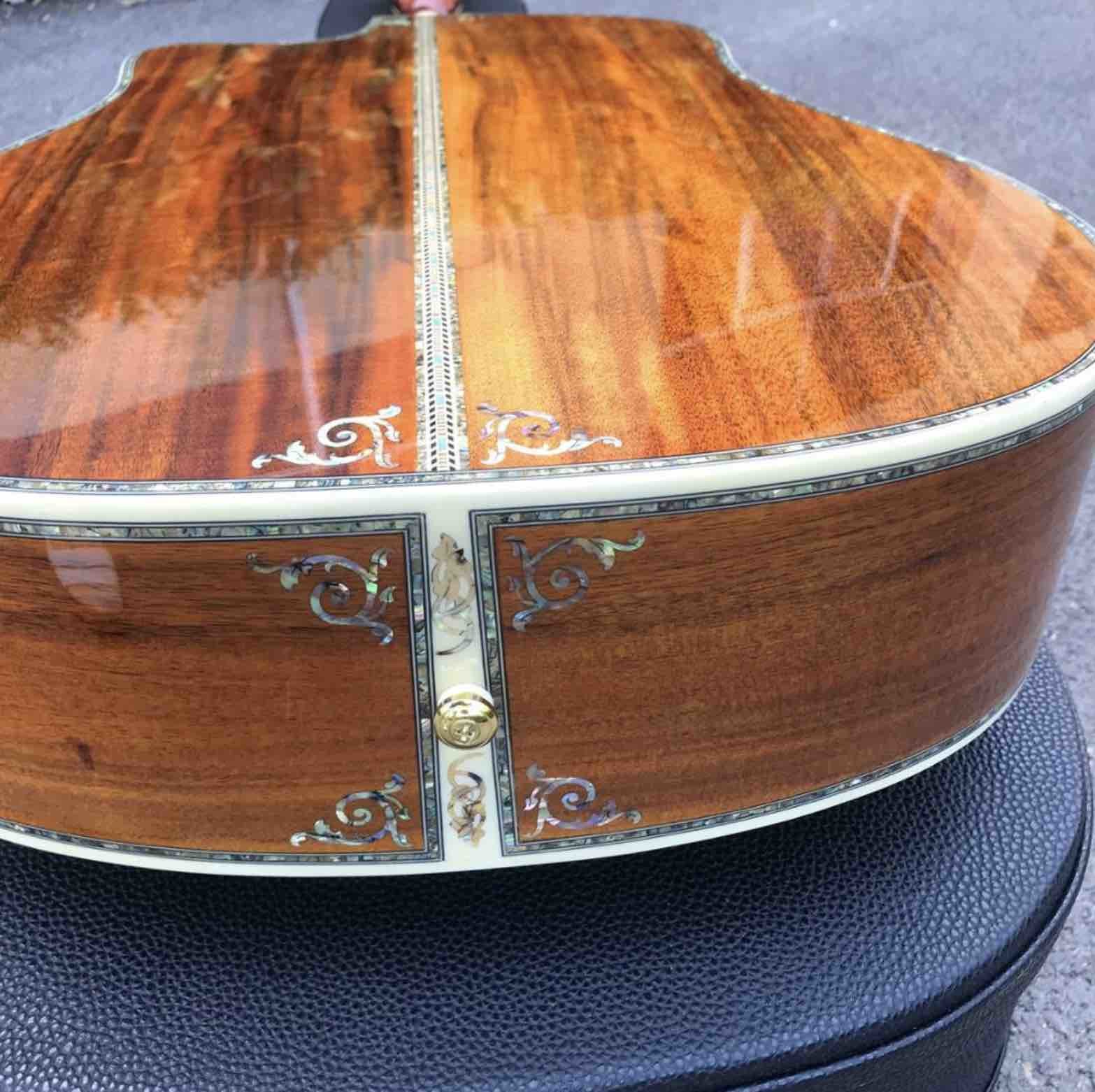 Factory 41 inch Koa wood acoustic guitar,Ebony fingerboard Abalone inlays D45k style koa guitar,Free shipping