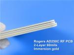 60mil AD250C Woven Glass Reinforced PTFE DK 2.5 2-layer rigid PCB 2oz copper