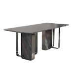 Matte Rectangle Metal Dining Table Champagne Gold Marble Dining Room Table