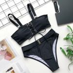 Sexy Black White Bikini Bathing Suits Color Matching U Drag Women 2 Piece Bikini