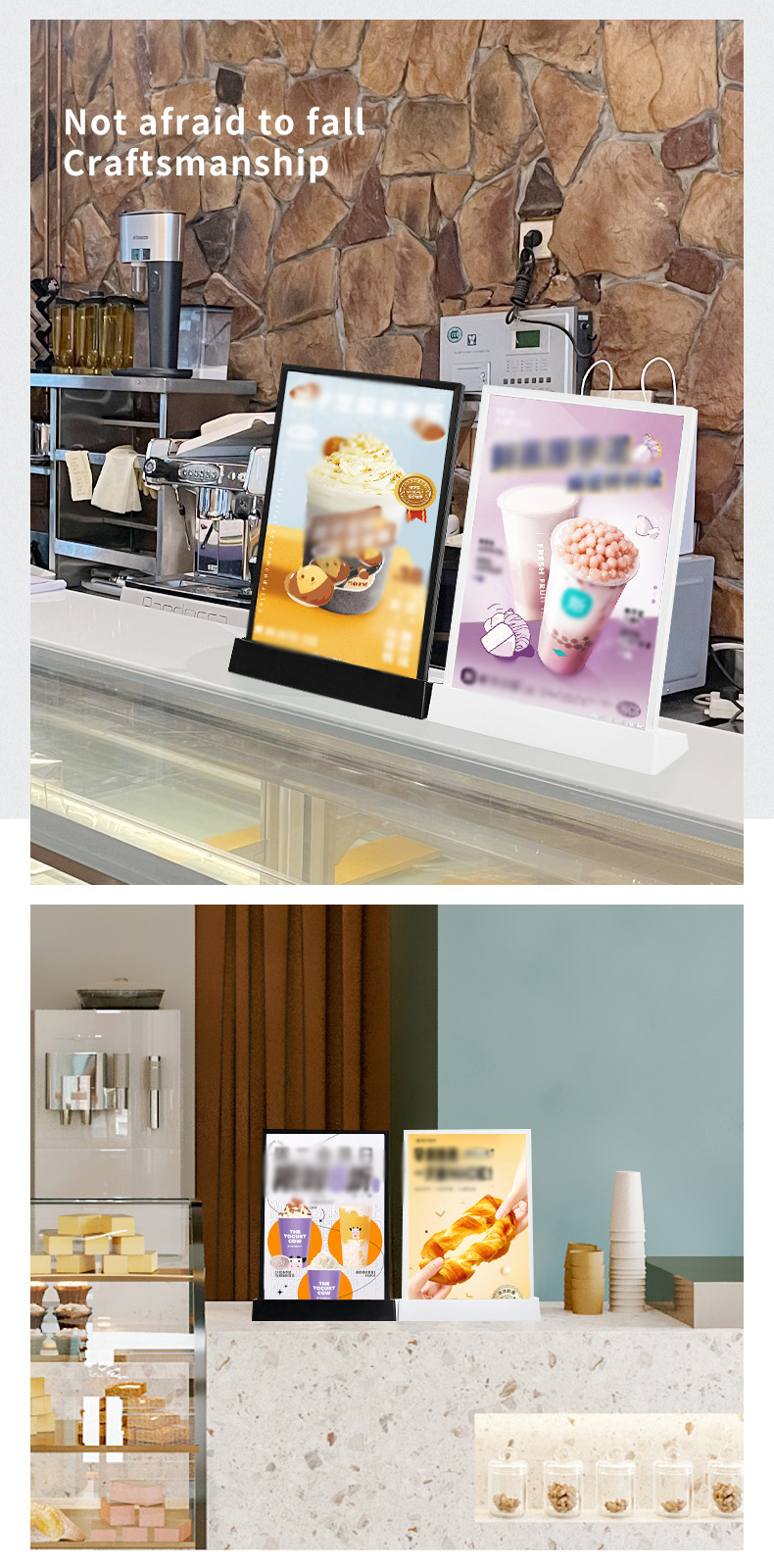 A4 Size LED Menu Stand Countertop Acrylic Holder Display With 7 Colors