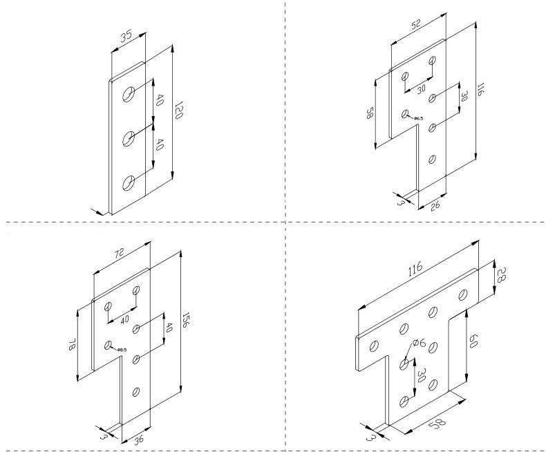 5052 Metal Laser Cutting Parts 0.01-0.1mm T-Shaped L-Shaped Cross Shaped Connecting Plate