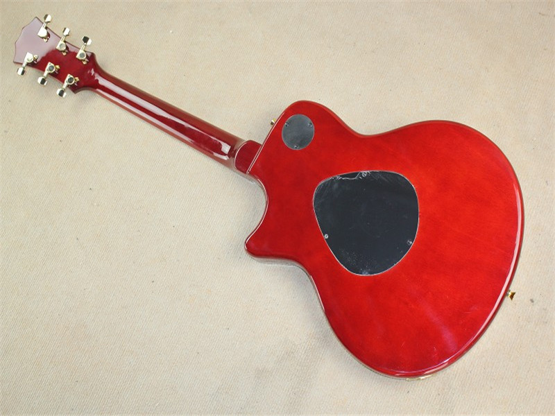 Wholsale Factory custom 21frets classic semi-hollow tobacco sunburst folk acoustic guitar with bird inlay