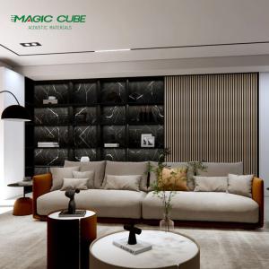 Wholesale Edge to Edge 13mm Soundproof Paneling Acoustic Panel with Wood Wall Veneer Slat Design from china suppliers