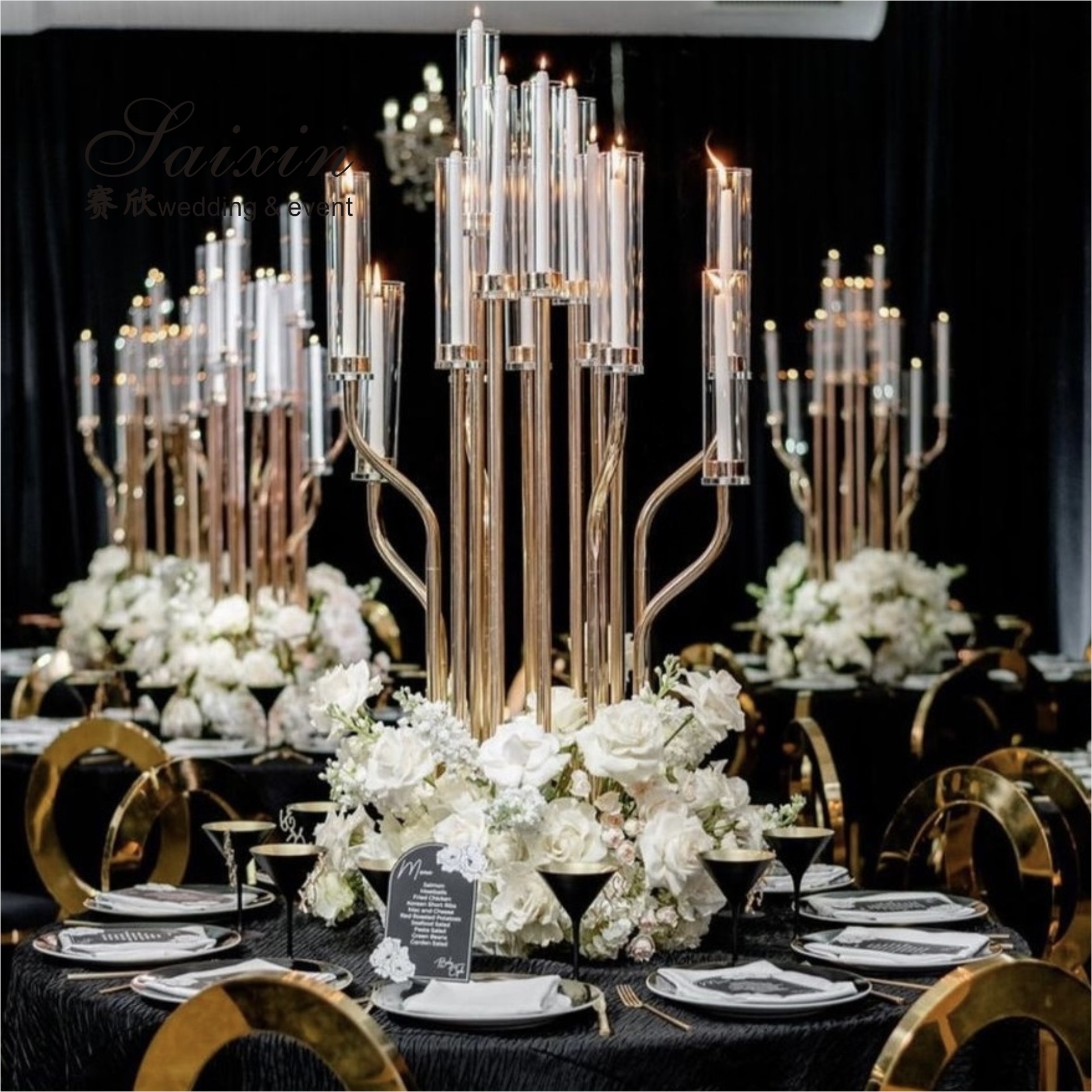 Wedding Crystal Flower Stand Centerpiece With Mirror Flower Holder 150cm