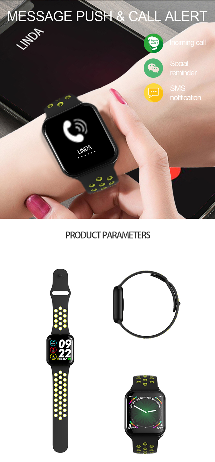 F8 1.54Inch Kids Waterproof Smartwatch Sport Pedometer Full Touch Wrist Watch For Iphone