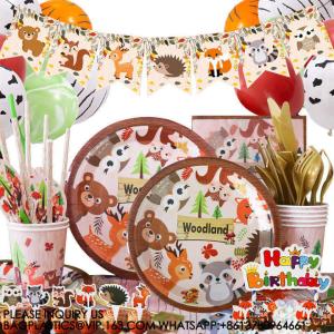 Wholesale ANIMALS PARTY TABLEWARE SET PAPER PLATE KIDS BIRTHDAY THEME CARTOON ANIMALS PARTY DECORATION DISPOSABLE TABLEWARE from china suppliers