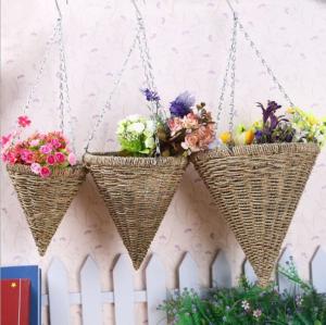 Wholesale Cone Shape Hanging Basket Hand Woven Cheap Wicker Hanging Basket for Sale from china suppliers