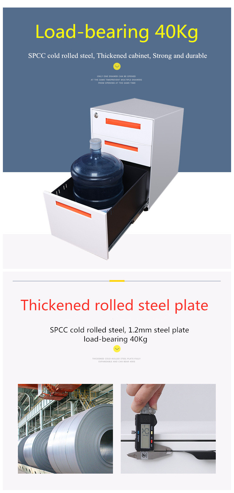 ISO14001 Extendable Office Filing Cabinets With Lock